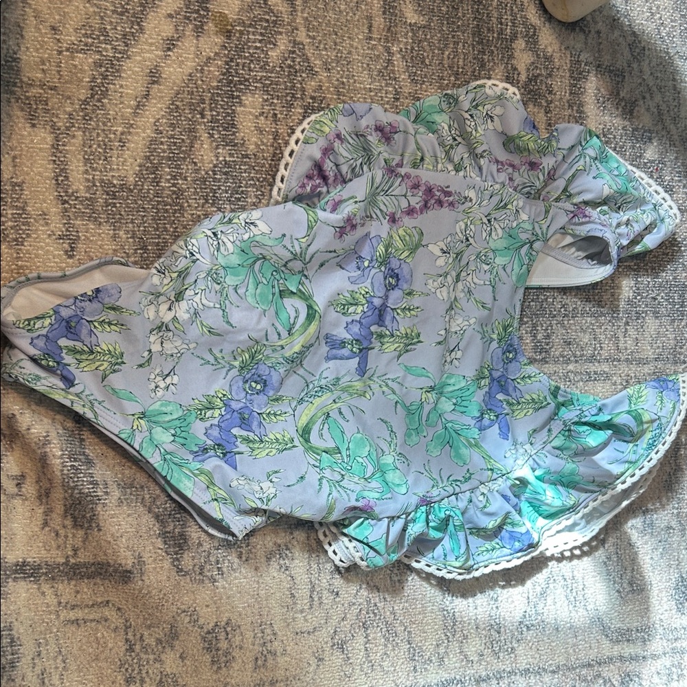 Janie and Jack Floral Diaper Cover - Blue and Green